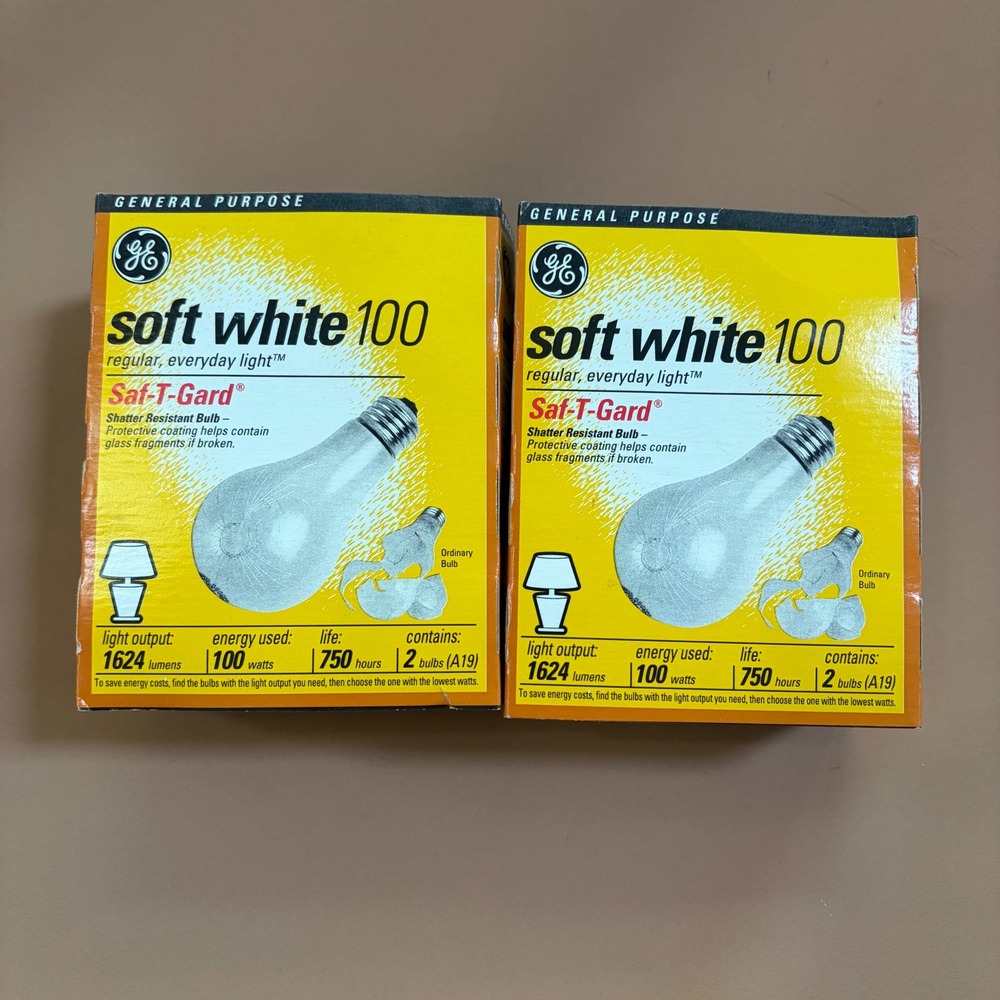 GE Saf-T-Gard Soft White 100W Shatter Resistant Incandescent Bulbs 4-Pack A19